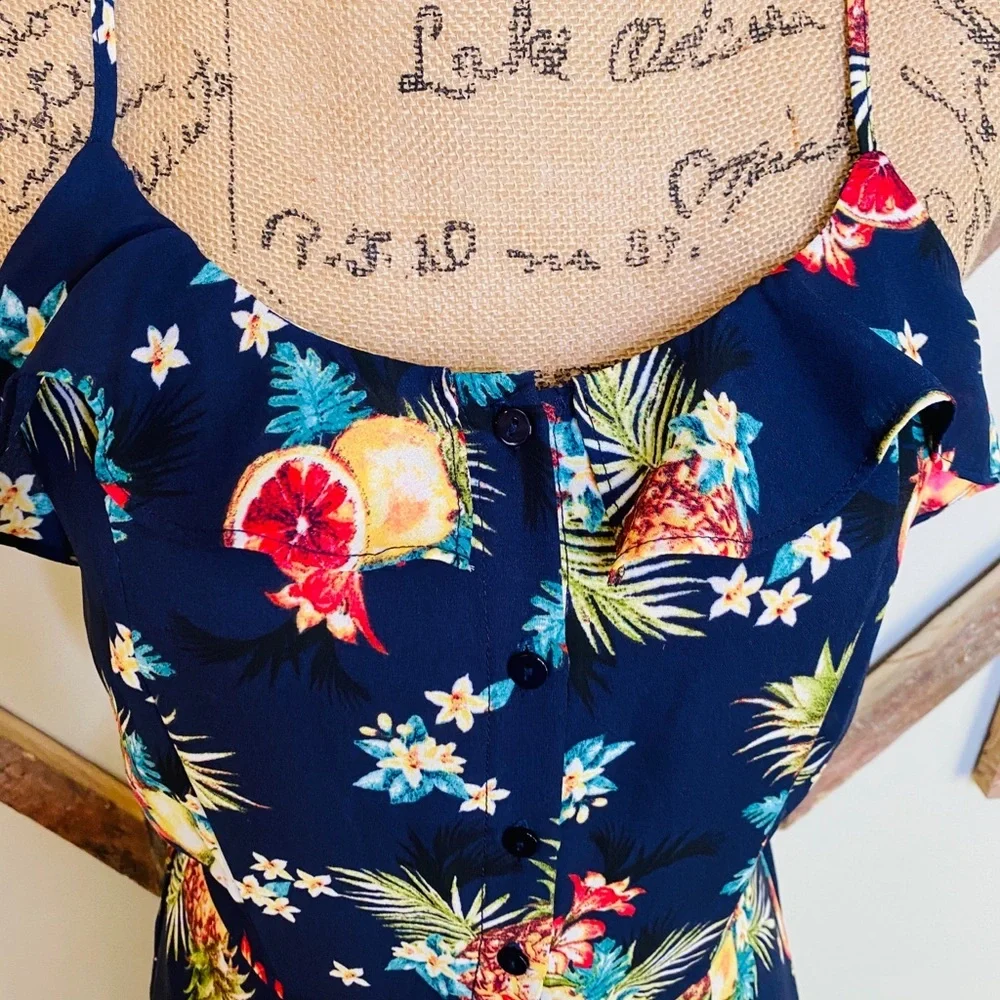 Skies are Blue Tropical Print Maxi Dress